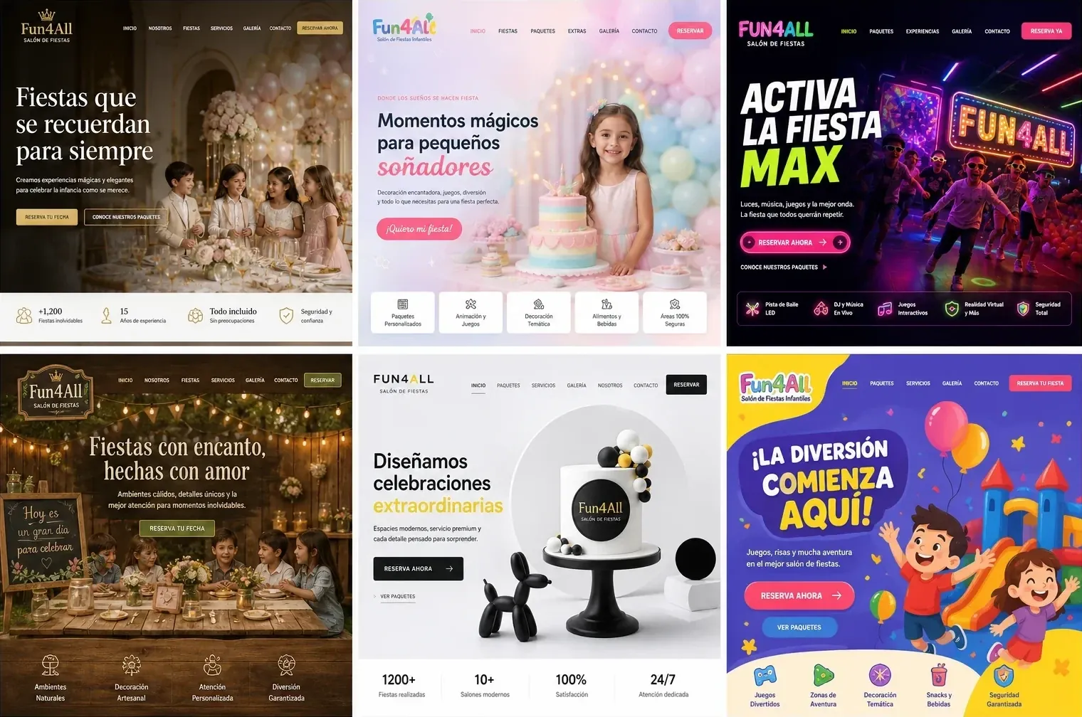 Several website designs to choose from