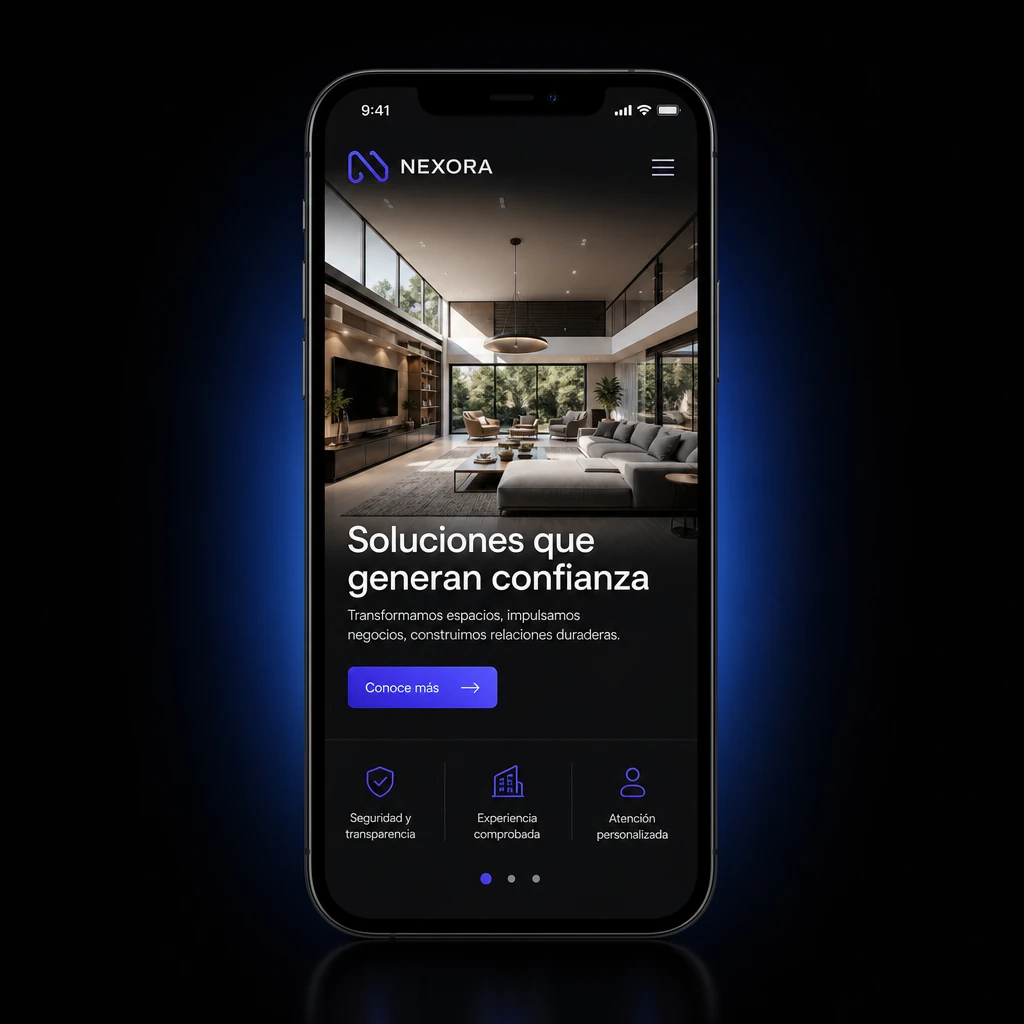 Example of a professional website on a phone